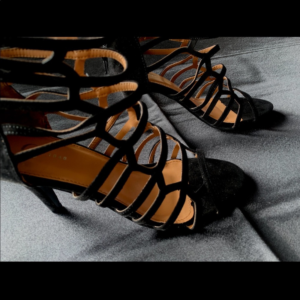 Black caged type heels